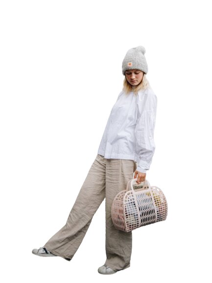 Sky Beanie strikhue - lysegrå